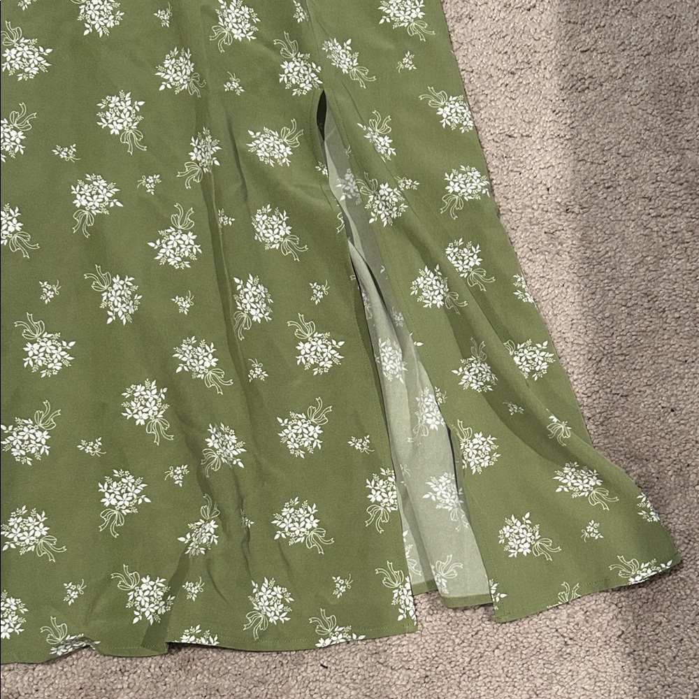 Chic Olive Floral Maxi Dress - Picture 6 of 15